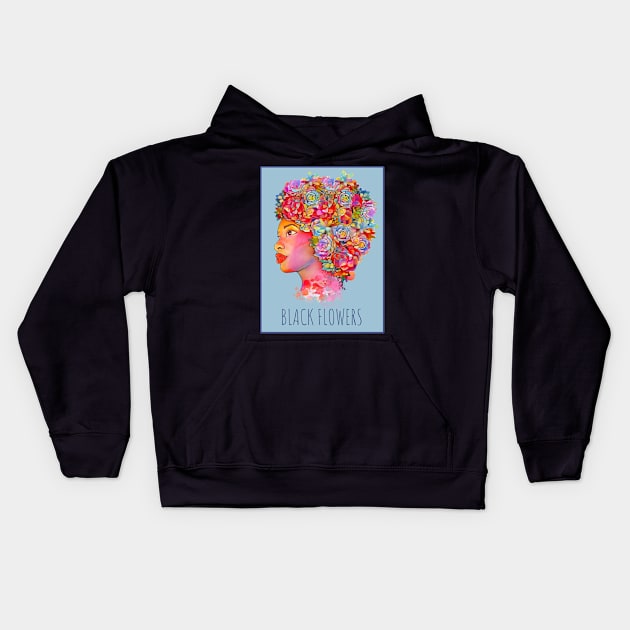 Black girl with floral hair, black lives matter, african american Kids Hoodie by Collagedream